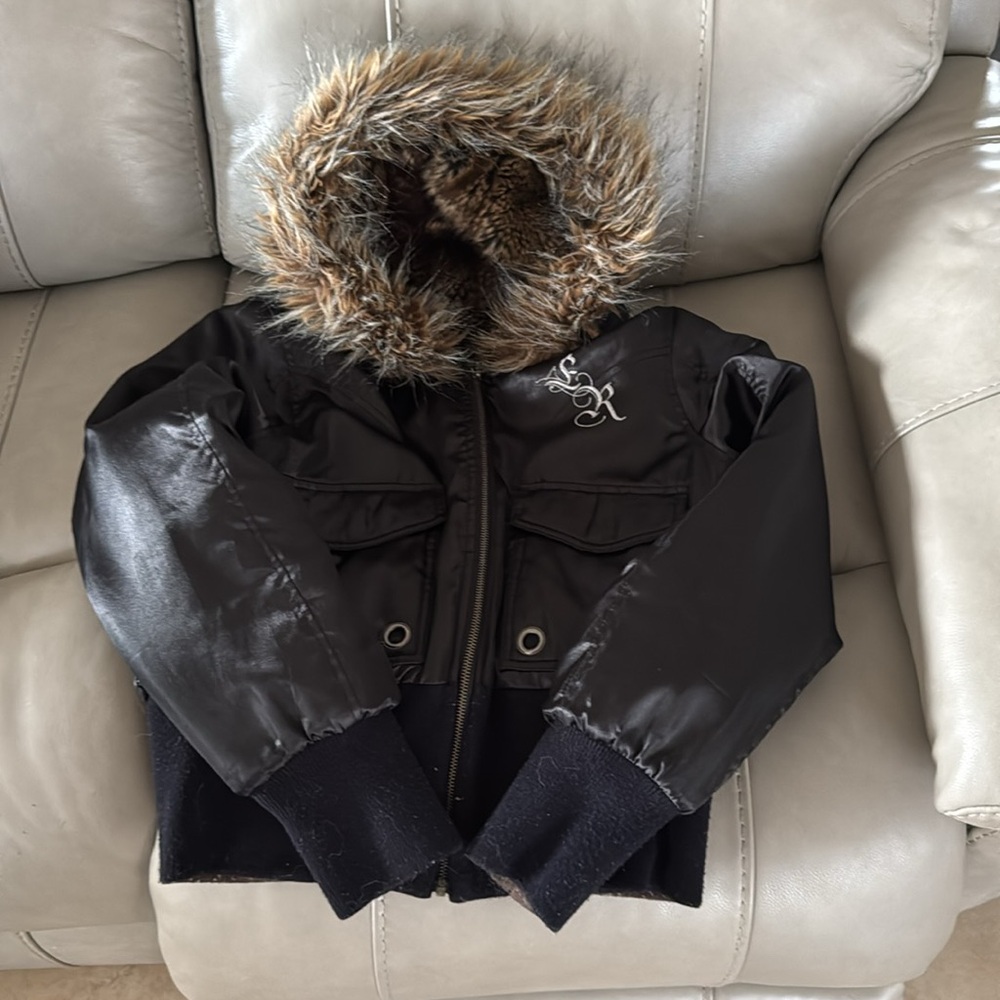 Echo Red Y2K vintage reversible and satin puffer jacket M